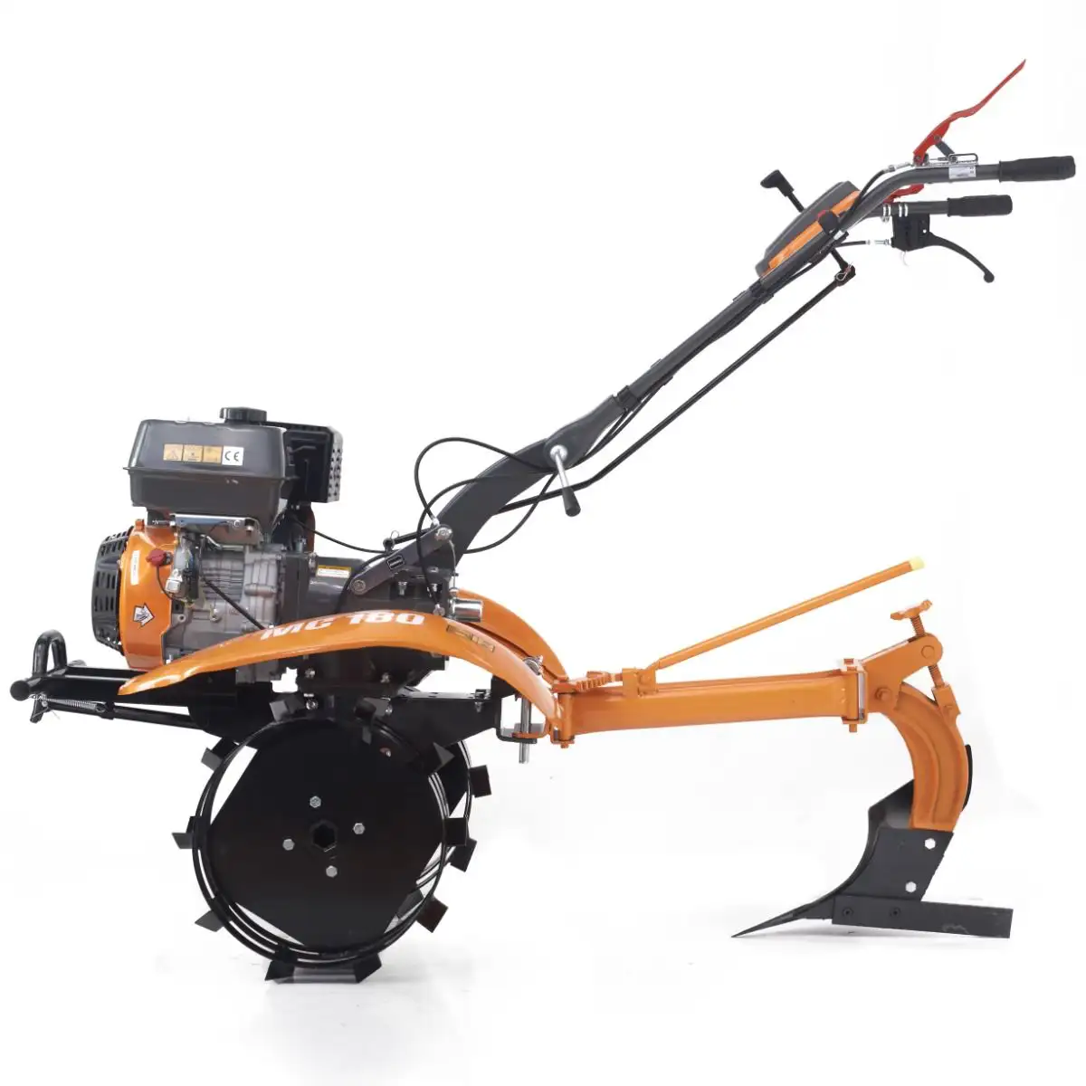 Motocultor pe benzina O-Mac MC 180, 18 CP, 3 viteze + cu Roti + Plug reglabil + Roti Metalice,negru-portocaliu [2]
