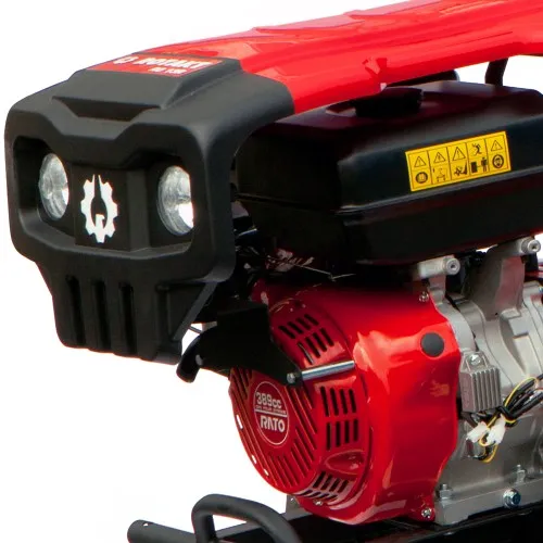 Motocultor pe benzina Rotakt RO10R, 10CP, 2+1 viteze,301 cmc, latime de lucru 56-105 cm, freze segmentabile cu 4 tronsoane de cutite cu discuri laterale,roti mari 5.00-12,negru-rosu [3]