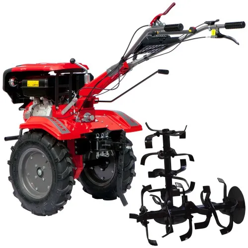 Motocultor pe benzina Rotakt RO10R, 10CP, 2+1 viteze,301 cmc, latime de lucru 56-105 cm, freze segmentabile cu 4 tronsoane de cutite cu discuri laterale,roti mari 5.00-12,negru-rosu [4]