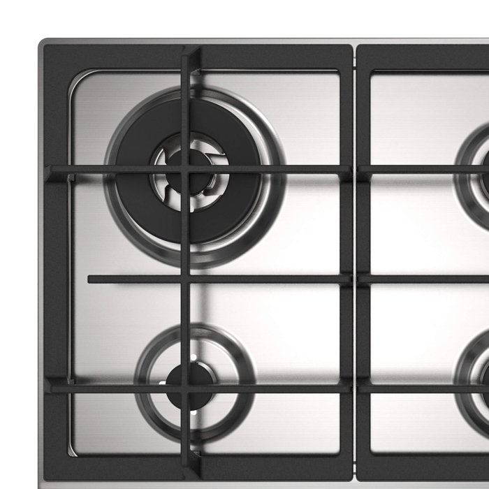 Plita incorporabila Master Kitchen MKHG 6031ED-TCXS, Gaz, 4 arzatoare, Gratare fonta, Arzator wok, Aprindere electrica integrata, Sistem siguranta, 60 cm, Inox [1]