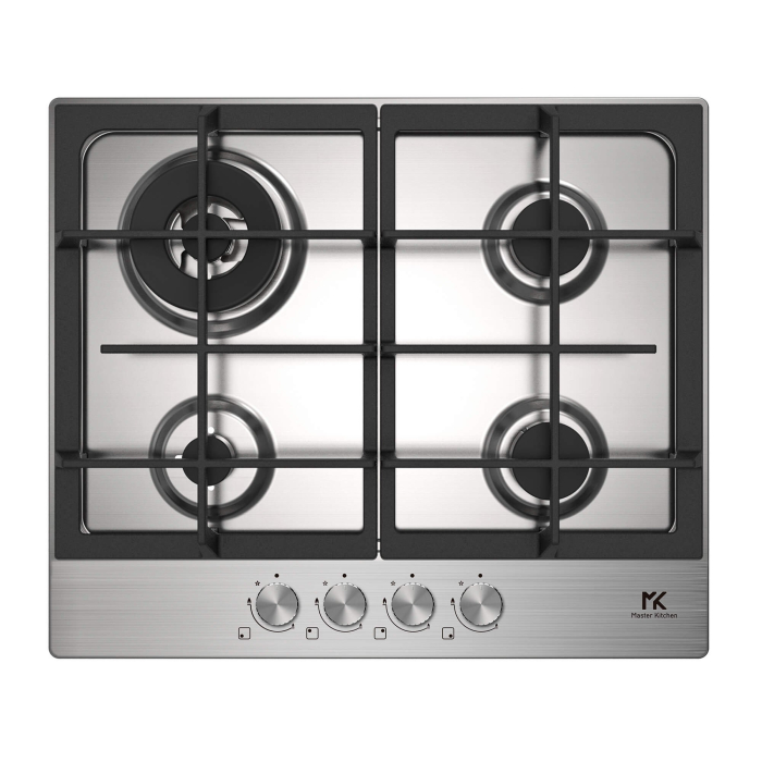 Plita incorporabila Master Kitchen MKHG 6031ED-TCXS, Gaz, 4 arzatoare, Gratare fonta, Arzator wok, Aprindere electrica integrata, Sistem siguranta, 60 cm, Inox [2]