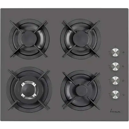 Plita incorporabila Fram FBH-V4IWF-GVG, Gaz, 4 Arzatoare, WOK, Gratar fonta, Aprindere electrica, Dsipozitiv de siguranta, Sticla gri [1]