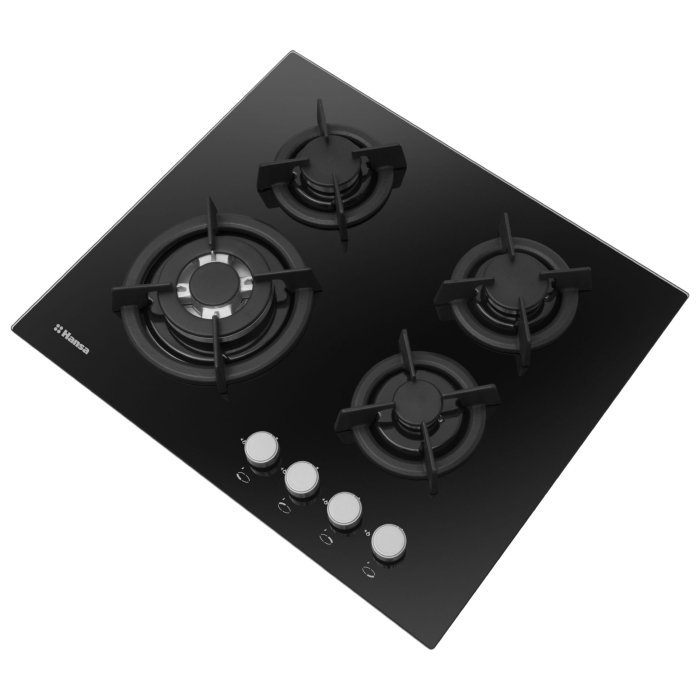 Plita incorporabila Hansa BHKS6113, Gaz, 4 arzatoare gaz, Aprindere electrica, 60 cm, Sticla neagra [2]
