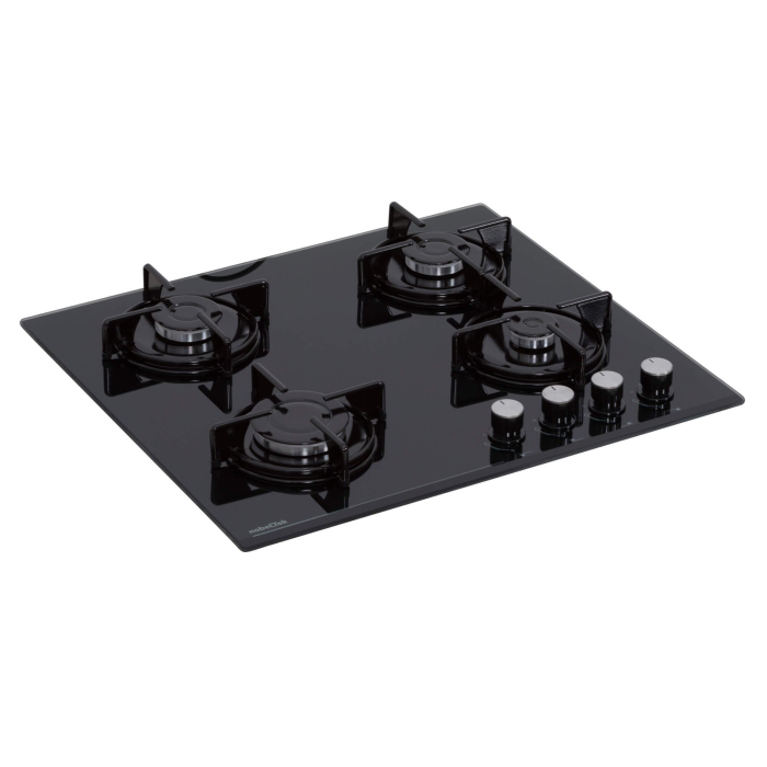 Plita incorporabila Nobeltek NHBG-6400BK, Gaz, 4 arzatoare, Sticla, Aprindere electrica, Gratar emailat rotund, Negru [3]