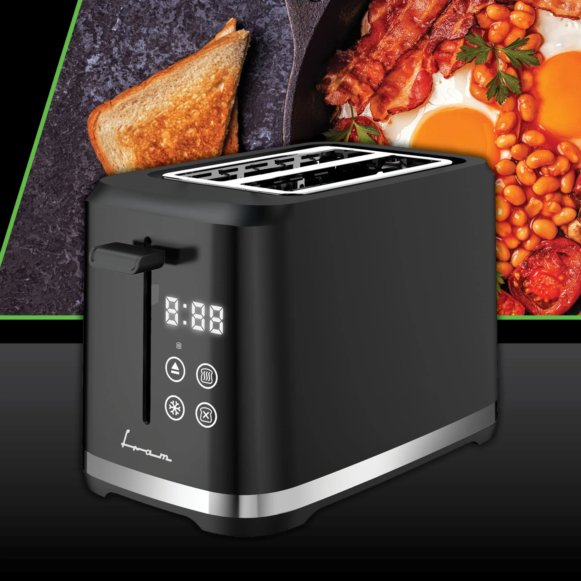 Prajitor de paine Fram FTP-8007DBK, 800 W, 2 felii, 7 niveluri rumenire Negru [1]