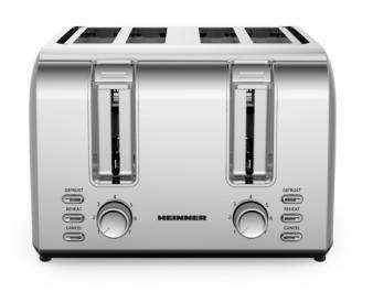 PRAJITOR DE PAINE HEINNER HTP-4S1500SS, 1500W, CAPACITATE 4 FELII, 7 NIVELURI DE RUMENIRE, FUNCTII: REINCALZIRE, DECONGELARE, ANULARE, CARCASA INOX [3]