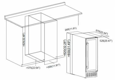 RACITOR DE VINURI HEINNER HRV-ABI56DRL20, 56 L, CLASA G, 20 STICLE 750 ML, DISPLAY LED, CONTROL ELECTRONIC, LUMINA LED, 5 RAFTURI LEMN, USA REVERSIBILĂ, H 82 CM, NEGRU [2]