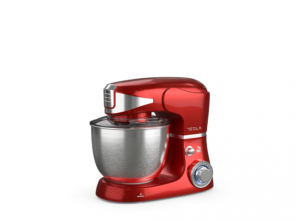 Robot de bucatarie Tesla KR600RA, 1000 W, 6 vitezebol inox 5 L, masina de tocat+blender, Rosu [3]