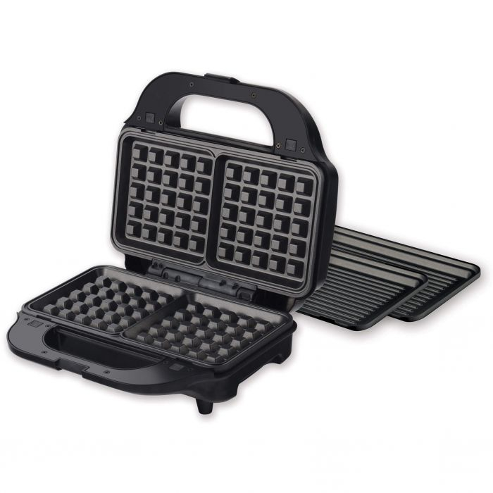 Sandwich-maker Heinner SM-2H900BKS, 900 W, placi XL, 2 placi detasabile antiadezive: waffle, grill, Negru/Rosu [2]