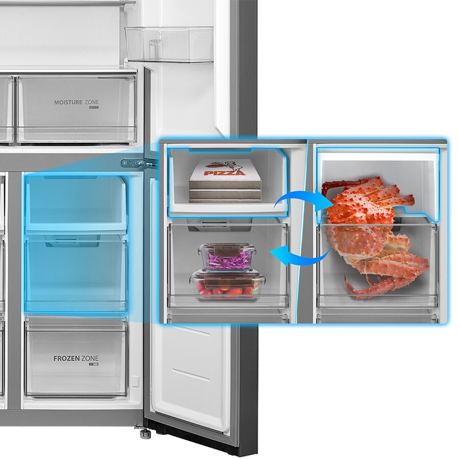Side by Side Toshiba GR-RF677WI-PMJ(06), volum net total 515L, clasa E, NoFrost, System PureAir, Moisture Zone, Flexible Zone, Origin Inverter, Wi-fi Control, Display Exterior, design Morandi Grey [4]