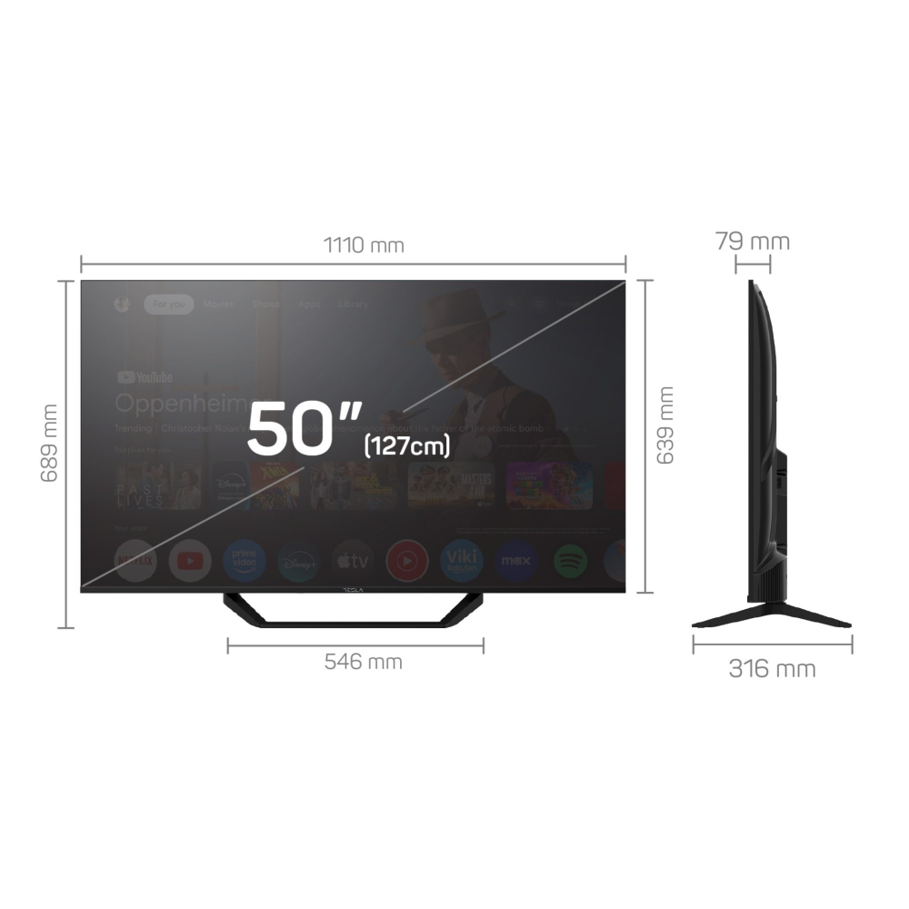 TELEVIZOR TESLA LED 50E655BUS, 127 CM, SMART GOOGLE TV, 4K, ULTRA HD, CLASA E [2]