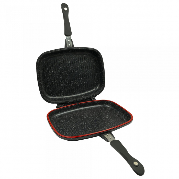 Tigaie grill dublu Samus TOL3232-GC TOLEDO LINE, dreptunghiulara, aluminiu turnat, 32 x 25 x 7 cm, Negru [1]