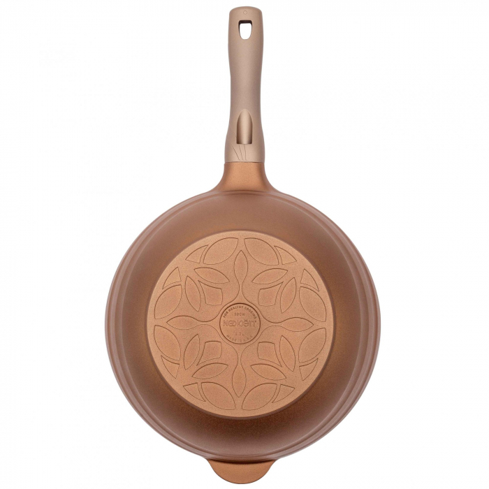 Tigaie wok Neoklein WOK30-Gold, diametru 28 cm, aluminiu turnat, invelis anti-aderent, Auriu [3]