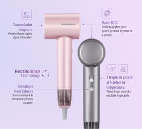 USCĂTOR DE PĂR HEINNER HHD-H16BLDC-PNK, 1600 W, 3 TREPTE PUTERE, 4 SETĂRI TEMPERATURĂ, TEHNOLOGIE HEATBALANCE, ROZ [4]