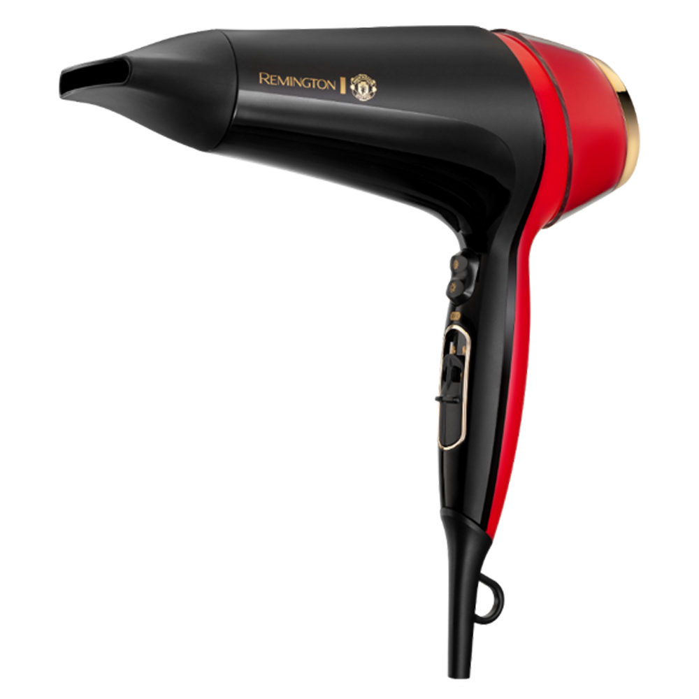 Uscator de par Remington D5755 Thermacare Manchester United, 2400 W, 2 viteze, 3 trepte de temperatura, Indicator LED Ionic, Turbo Boost, Rosu/ Negru [2]