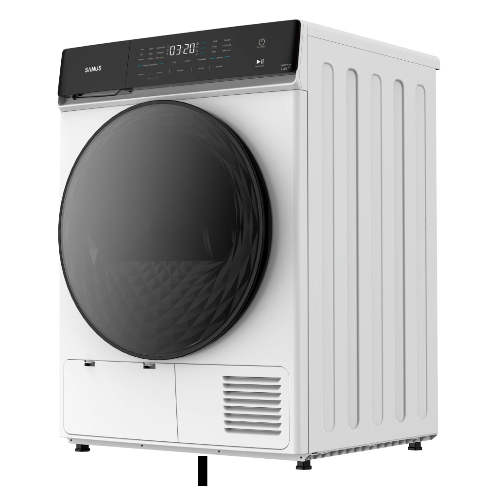 USCĂTOR DE RUFE CU POMPĂ DE CĂLDURĂ SAMUS SWDP-918, 9 KG, 18 PROGRAME, CLASĂ E, ALB [2]