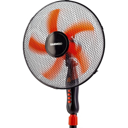 Ventilator cu picior Daewoo DDV166, 50 W, 40 cm, 3 trepte de putere, inaltime reglabila pana la 125 cm, gril frontal de protectie, oscilare la 90 grade, baza stabila, Negru/Orange [2]