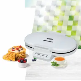 APARAT DE FACUT GOFRE HEINNER HWF-F14002WH, 1400W, 2 GOFRE/VAFE, PLACI FIXE ANTIADERENTE, TERMOSTAT AJUSTABIL, INDICATORI LUMINOSI, DESIGN DEPOZITARE VERTICALA, ALB [2]