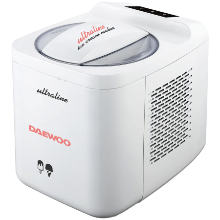 Aparat de preparat desert - Aparat de facut inghetata Daewoo UltraLine DIM1000, 135 W, capacitate 1 litru, touch control panel, timp preparare inghetata 90-120 minute, temperatura preparare - 5 grade Celsius, Alb