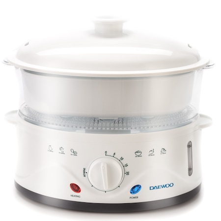 Aparat de gatit cu aburi Daewoo DFS900W, 900 W, 3 cosuri, 8.5 l, Timer 60 min, Design ergonomic, Alb [2]