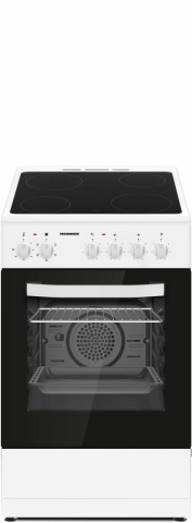 Aragaz - ARAGAZ ELECTRIC HEINNER HFSC-S56E4VWH, PLITĂ VITROCERAMICĂ, 4 ZONE DE GĂTIT, CUPTOR ELECTRIC, CLASA A, GRILL, VENTILAȚIE, 50X60 CM, ALB