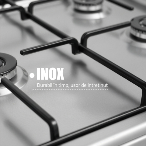 Aragaz - ARAGAZ SAMUS SM661XPGS1, 4 ARZĂTOARE (1 WOK), CUPTOR PE GAZ, 55 L, GRILL, TIMER, APRINDERE ELECTRICĂ PLITĂ, SIGURANȚĂ PLITĂ + CUPTOR, INOX