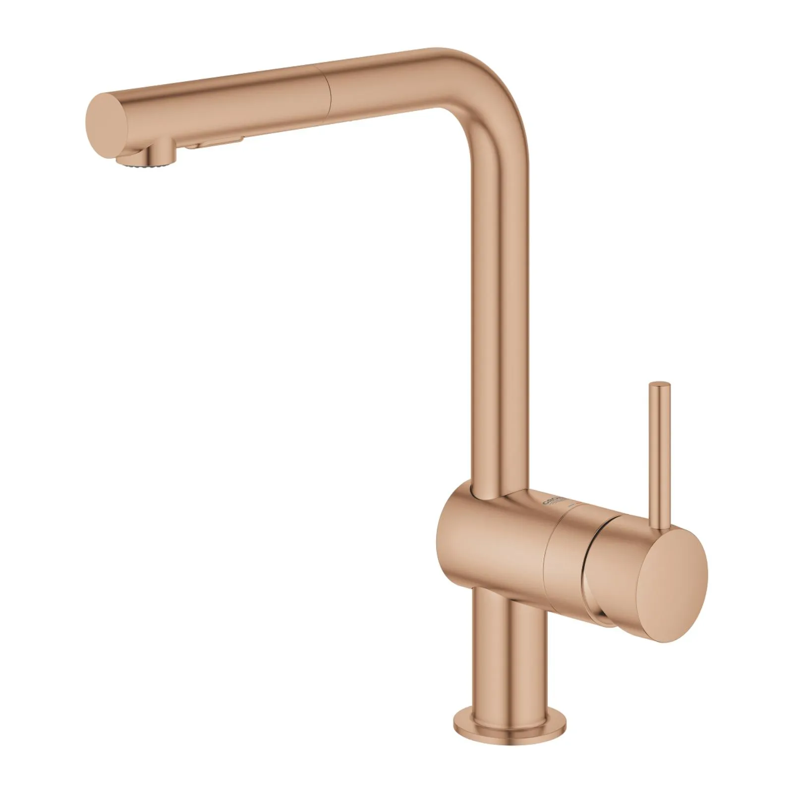 Bucatarie & Servire - Baterie bucatarie Grohe 30274DA0, 3/8'', Tip L, inalta, dus extractabil, 2 functii, lucios, Cupru