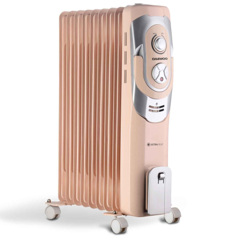 Electrocasnice & Climatizare - Calorifer electric cu ulei Daewoo DOH9C, 2000 W, 9 elementi, 5 canale de ulei, 3 nivele de putere, Termostat reglabil, Protectie supraincalzire, Indicator luminos, Alb
