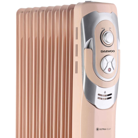 Electrocasnice & Climatizare - Calorifer electric cu ulei Daewoo DOH9C, 2000 W, 9 elementi, 5 canale de ulei, 3 nivele de putere, Termostat reglabil, Protectie supraincalzire, Indicator luminos, Alb