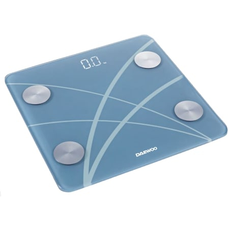 Cantar electronic de persoane cu Bluetooth Daewoo DBS180B, 180 kg, Pornire automata, Bluetooth 4.0, Display LED, Blue