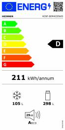 COMBINA FRIGORIFICA BUILT IN HEINNER HCNF-BIM403INVD, 403 L, NO FROST, CLASA D, COMPRESOR INVERTER, DISPLAY, FUNCTIE SUPER RACIRE/CONGELARE, FUNCTIE VACANTA, LUMINA LED, ALARMA USA DESCHISA, ALB [2]