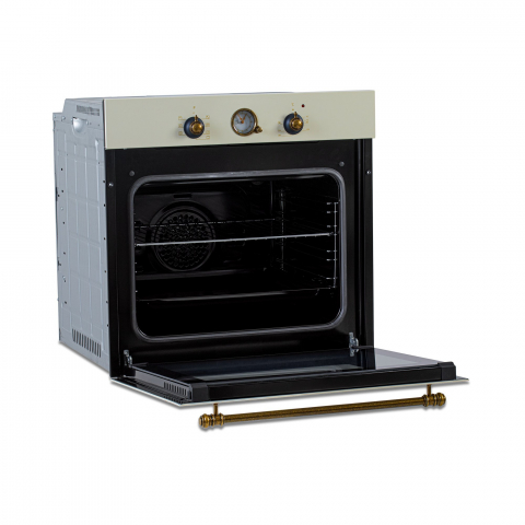 Cuptor incorporabil electric NobelTek NBIO-9749RBJ, 8 functii, 2 butoane, timer mecanic, 60L, sticla dubla, design rustic, Clasa A, Crem [3]