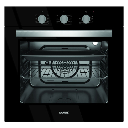 Electrocasnice & Climatizare - Cuptor incorporabil Samus SC618TGV,2200 W,56 l,7 functii,Ventilator,Grill electric 2000 W,Timer mecanic,Ventilatie tangentiala de racire,Clasa energetica A,Negru