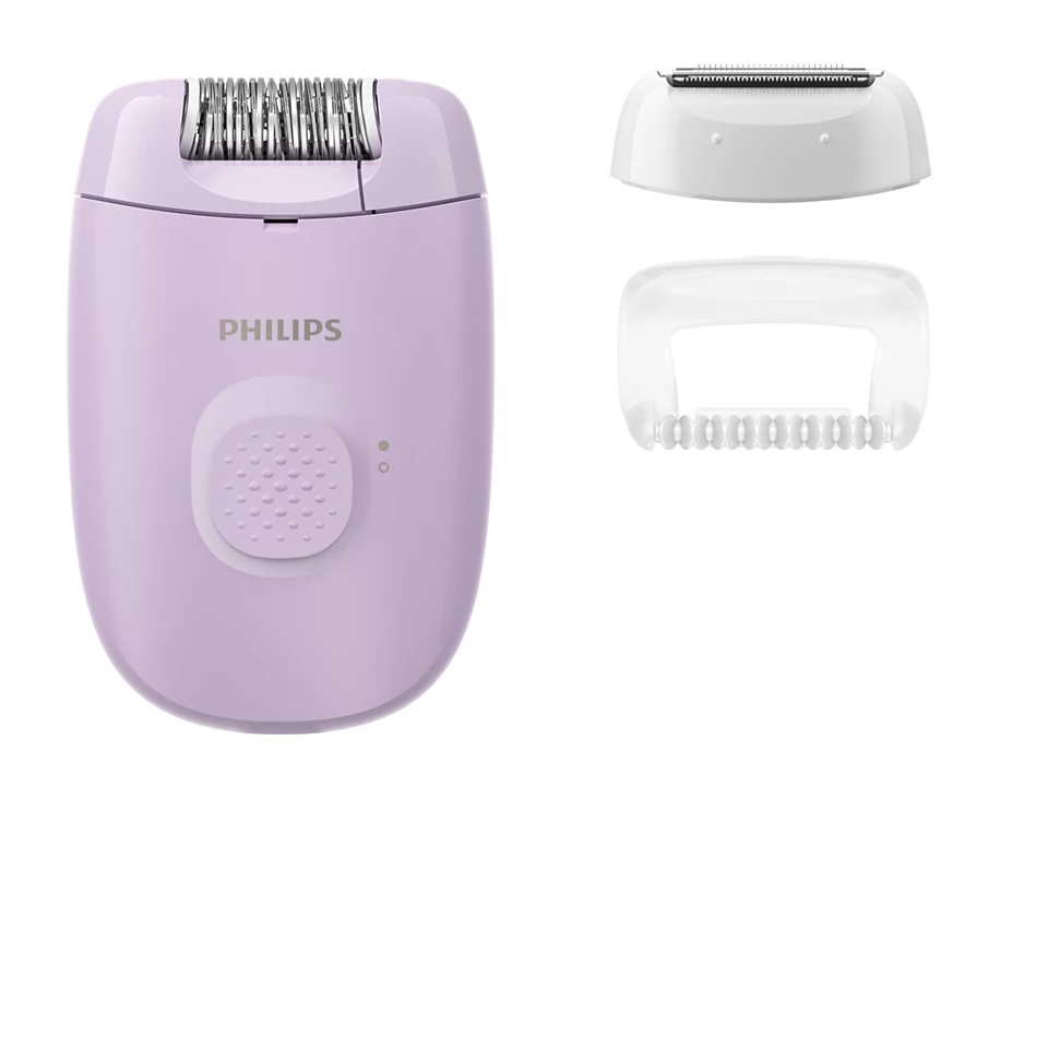 Ingrijire personala - Epilator Philips Seria 2000 BRE237/00, 1 setare de viteza, cap de epilare lavabil, 2 accesorii, Lila