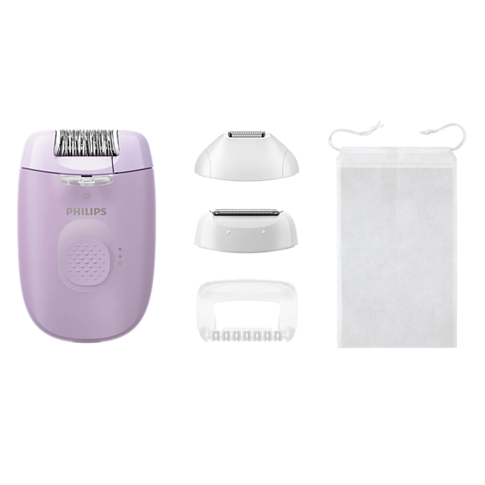 Ingrijire personala - Epilator Philips Seria 4000 BRE257/00, 2 setari de viteza, cap de epilare lavabil, 4 accesorii, Lila