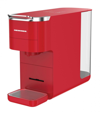 Electrocasnice & Climatizare - Espressor cu capsule HEINNER HEMC-DD15RED, 1525 W, Rezervor 1.5 l, Ecran digital si control tactil, Compatibil cu Nespresso, Dolce Gusto, Ese Pods/Pudra Rosu