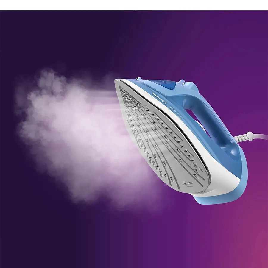 Fier de calcat PHILIPS Seria 3000 DST3020/20, 2200W, 160g/min, 300ml, talpa ceramica, albastru-alb [2]