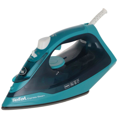 Fier si statii de calcat - Fier de calcat Tefal Express Steam FV2867E0, 2500 W, 270 ml, Turcoaz