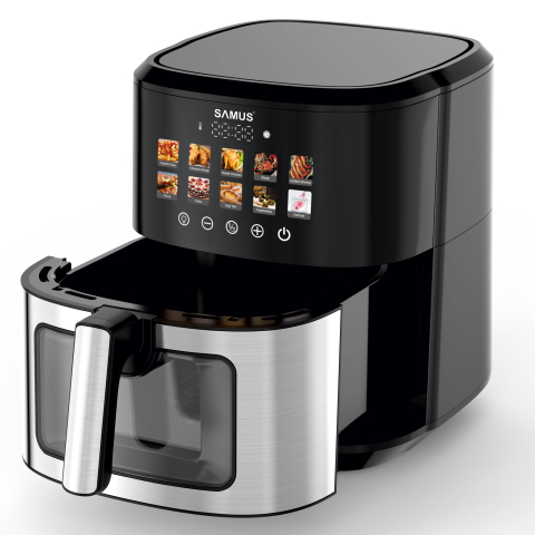 FRITEUZĂ CU AER CALD SAMUS AF6.5H-S1701DW, 1700 W, 6.5 L, AFIȘAJ ELECTRONIC COLOR, CONTROL DIGITAL TACTIL, TIMER 0-60 MIN, 10 PROGRAME, TEHNOLOGIA FRY-FORCE 360° [2]