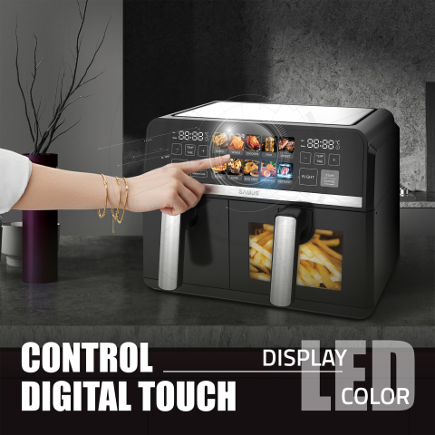 FRITEUZA CU AER CALD SAMUS AF9DUO-S2600DW, 2600 W, 9 LITRI, TOUCH CONTROL, 10 PROGRAME [6]