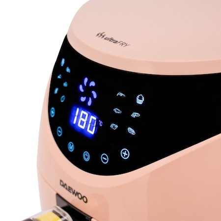 Friteuza cu aer cald Daewoo DAF2000, putere maxima 1500 W, display LCD, capacitate 4 litri, timer 30 minute, 7 programe predefinite, temperatura reglabila 80-200 grade Celsius, cos cu maner, tava pent [3]
