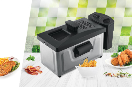 Friteuza Heinner HDF-1800SS, 1800 W, termostat reglabil, timer, 3 L, Inox [3]