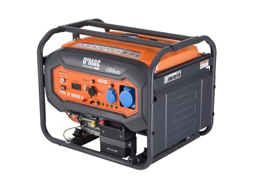 Scule electrice & Unelte - Generator curent O-Mac GT 16000E-A, putere 10 kW, 230V, benzina, pornire electrica,Negru-Portocaliu