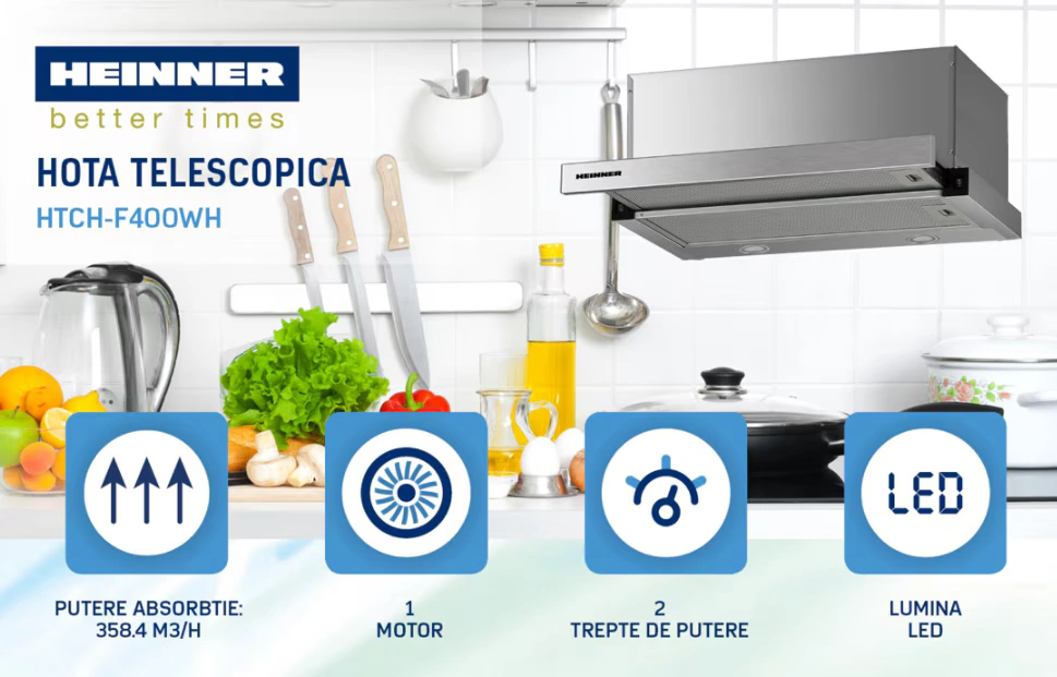 Incorporabile - HOTA INCORPORABILA TELESCOPICA HEINNER HTCH-F400WH