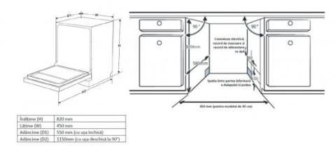 MASINA DE SPALAT VASE INCORPORABILA HEINNER HDW-BIM45710AD+++, 10 SETURI, 7 PROGRAME, DISPLAY LED, AUTO-DOOR OPENING, AQUASTOP, CLASA D, 45 CM [2]