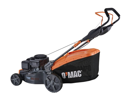 Masina de tuns gazonul - Masina de tuns gazon/iarba pe benzina O-Mac MG 400, 4 CP putere maxima,139 CC, 4 timpi, 46 cm latime taiere, 25-75 mm inaltime taiere, 55 l capacitate sac colector, 0.9 l benzina,functie mulcire,negru