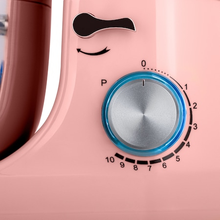 Mixer cu bol Daewoo DHM150P, 1600 W, 10 viteze, capacitate bol 4.5 l, tel, carlig framantare, palete amestecare, roz [2]