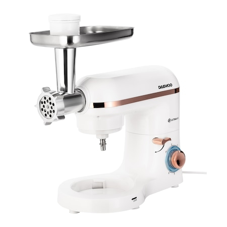 Mixer cu bol Daewoo DHM200MGW, 2000W, capacitate bol 5.5l, accesoriu masina de tocat, capacitate de tocare 1.2 kg/min, 3 discuri de taiere din inox, tel, carlig framantare, palete amestecare, Alb [4]