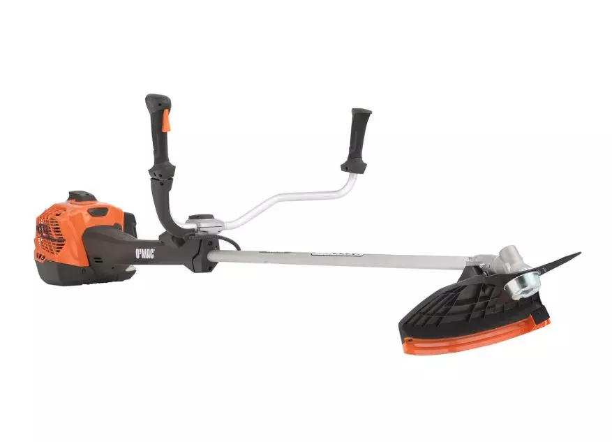 Casa, Gradina & Bricolaj - Motocositoare O-Mac MS 2700,de tuns gazon/iarba pe benzina, 2.7 CP putere maxima, 44.8 CC, 2 timpi, Easy start, 25.4 cm diametru disc, pompa amorsare,0.8 l benzina