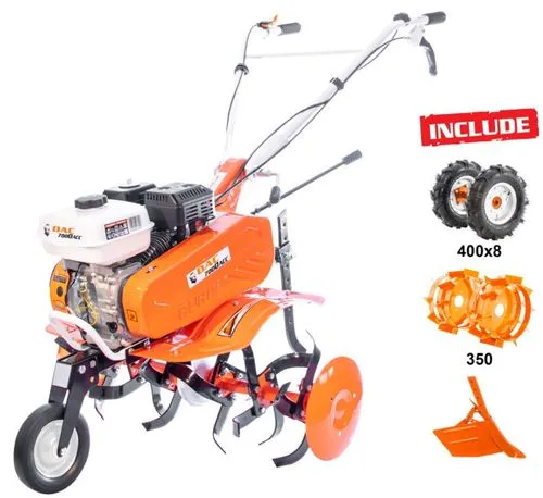Casa, Gradina & Bricolaj - MOTOSAPA PE BENZINA RURIS DAC 7000 ACC 1 ROTI CAUCIUC 4.00-8+RARITA AJUSTABILA+ROTI METALICE 350 FARA MANICOT+SET CONTRAGREUTATI 10KG 7CP